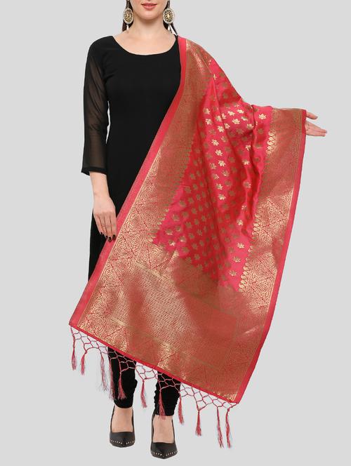 red silk dupatta - 15200120 - Very Small Image - 1