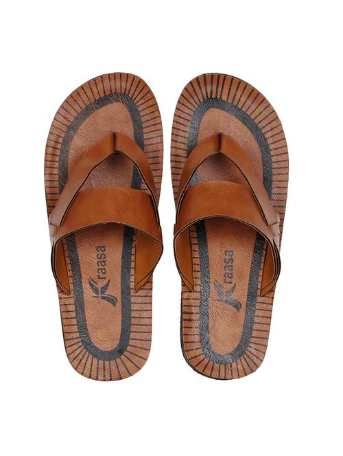 brown leatherette toe separator slipper - 15200379 - Very Small Image - 1