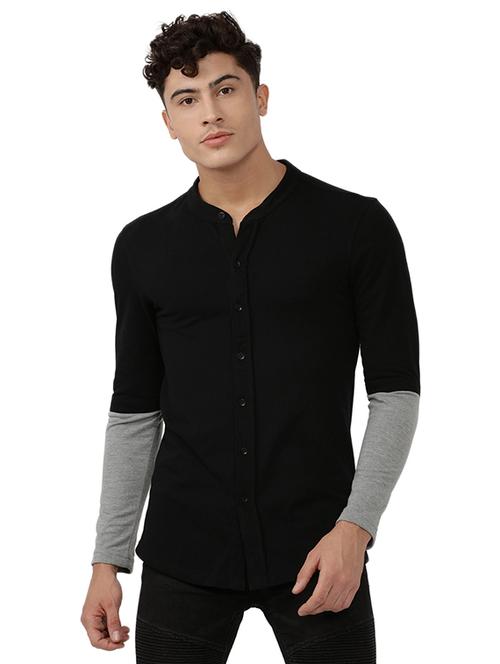 black cotton casual shirt - 15200846 - Very Small Image - 1