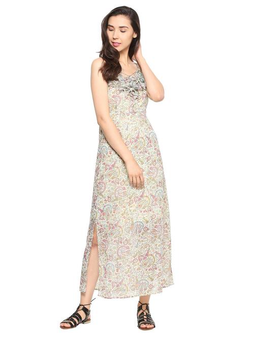 cream printed maxi dress - 15200974 - Very Small Image - 1