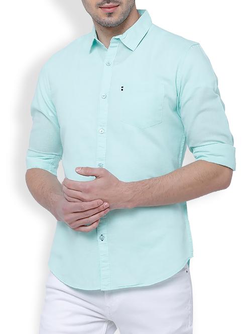light blue cotton linen casual shirt - 15201311 - Very Small Image - 1