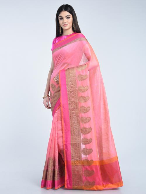 zari bordered saree with blouse - 15202467 - Very Small Image - 1