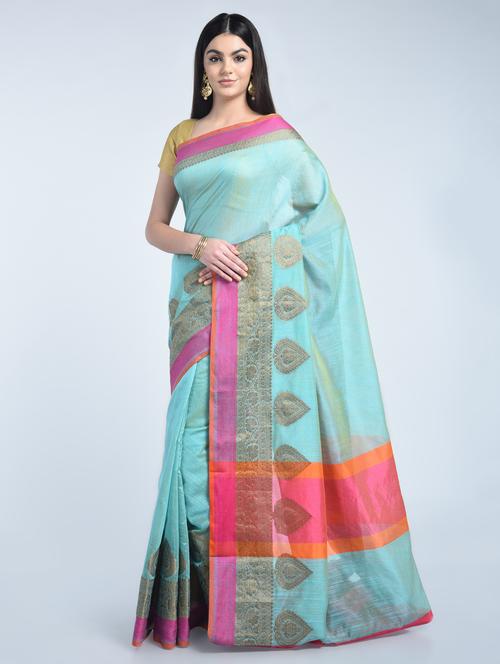 zari bordered saree with blouse - 15202489 - Very Small Image - 1