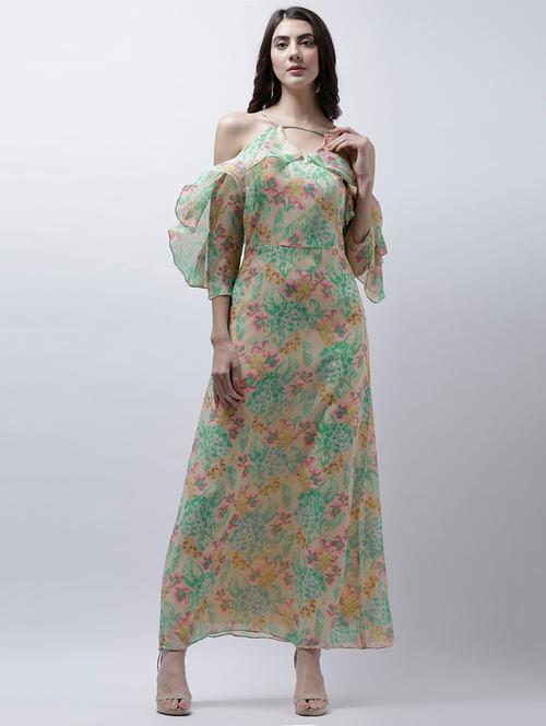 cold shoulder floral maxi dress - 15202564 - Very Small Image - 1