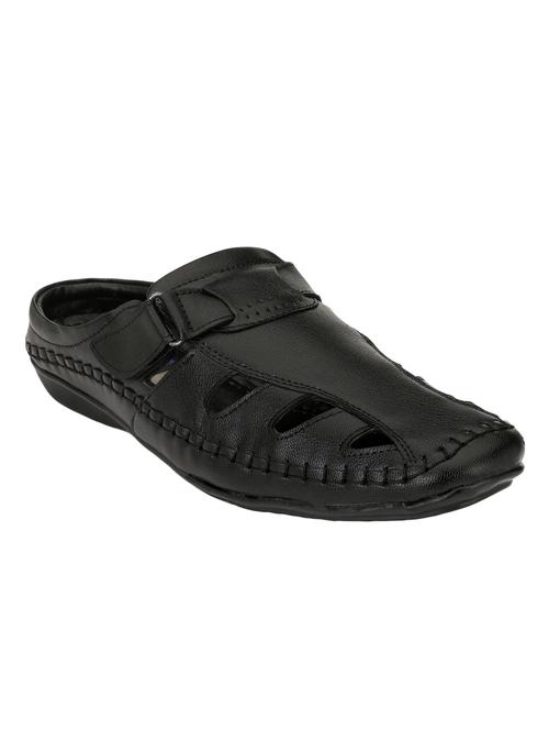 black leatherette slip on sandal - 15202996 - Very Small Image - 1