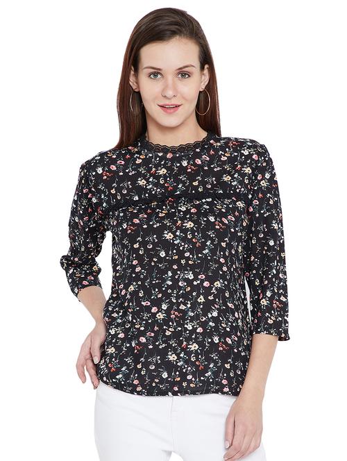 lace trim floral top - 15203851 - Very Small Image - 1
