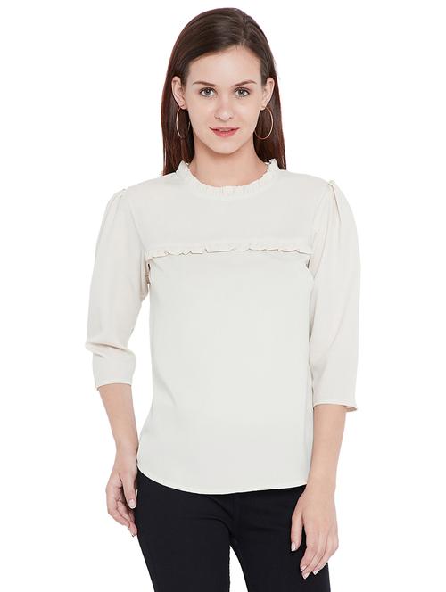 frill trim solid top - 15203855 - Very Small Image - 1