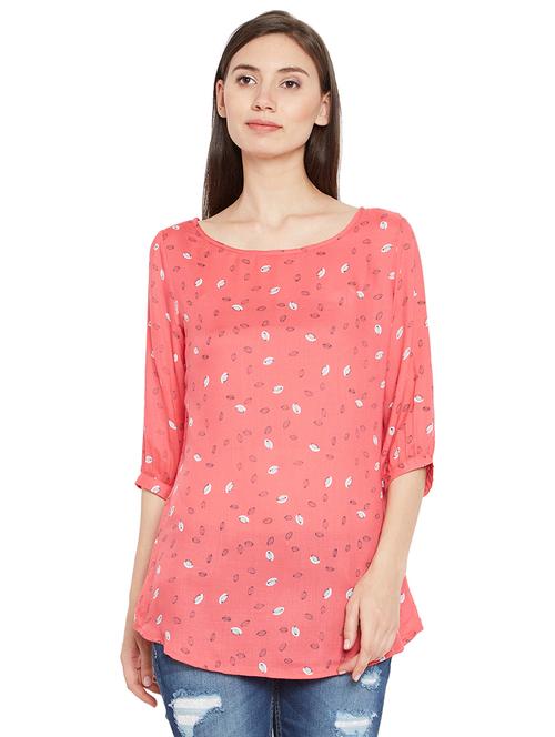 curved hem leaf print top - 15203867 - Very Small Image - 1