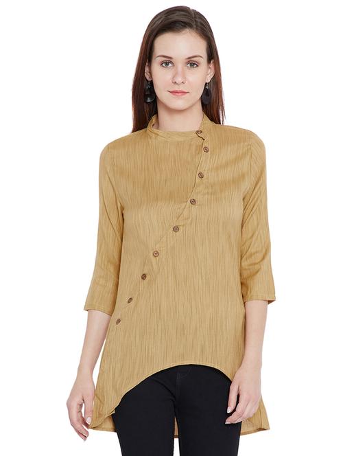 button detail high-low tunic - 15203875 - Very Small Image - 1