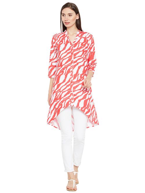 mandarin neck high low tunic - 15203887 - Very Small Image - 1