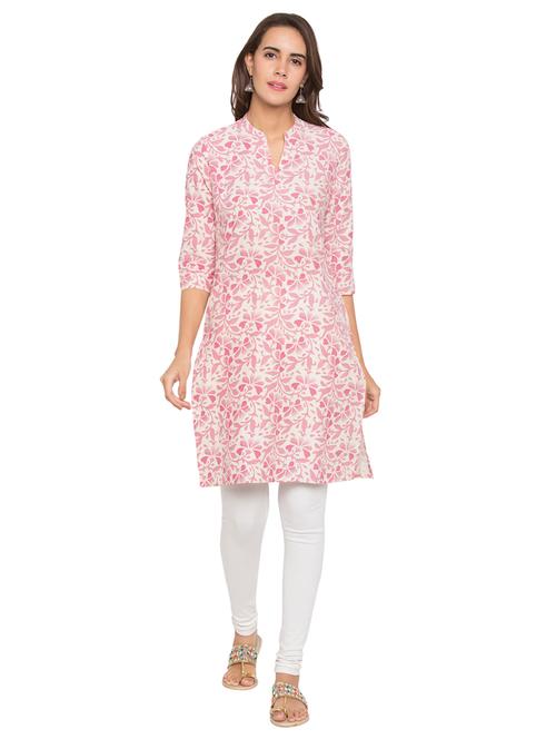 pink cotton straight kurta - 15205482 - Very Small Image - 1