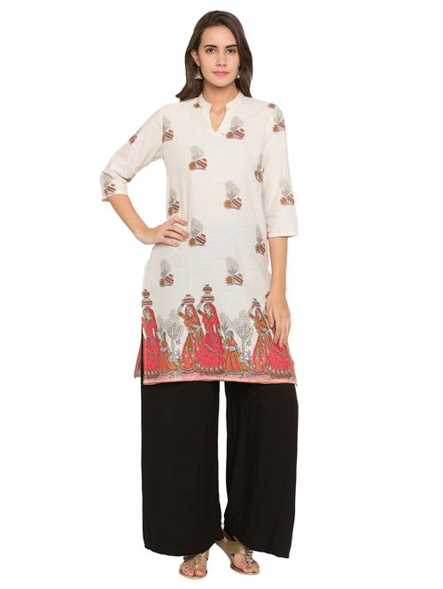 white cotton straight kurta - 15205483 - Very Small Image - 1