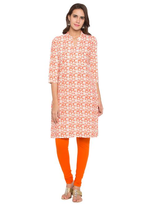 orange cotton straight kurta - 15205484 - Very Small Image - 1
