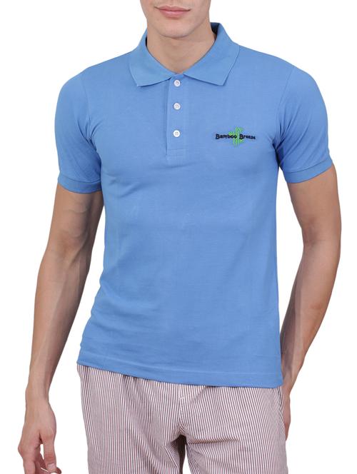 turquoise cotton polo t-shirt - 15205986 - Very Small Image - 1