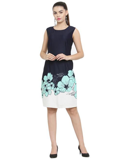 navy blue floral a-line dress - 15206956 - Very Small Image - 1