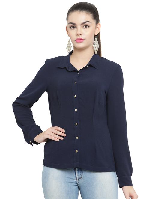 navy blue solid shirt - 15206972 - Very Small Image - 1