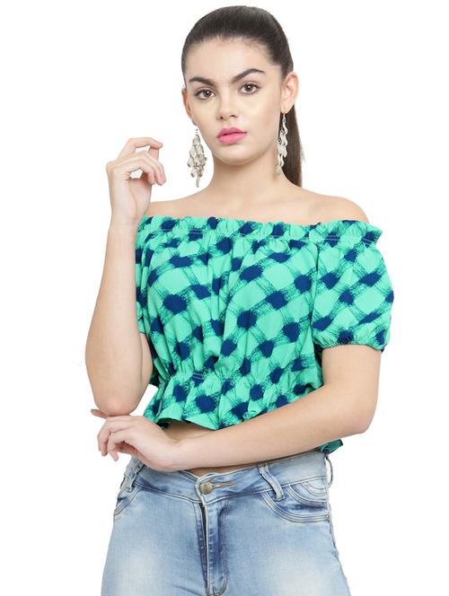 off shoulder blouson crop top - 15206994 - Very Small Image - 1