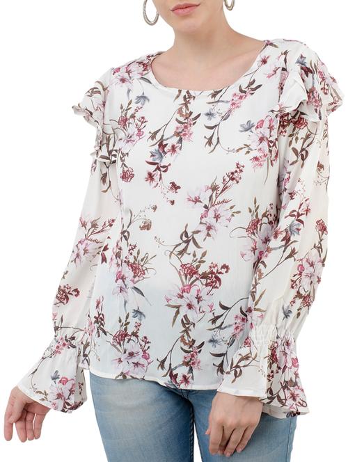 white floral crepe top - 15207413 - Very Small Image - 1