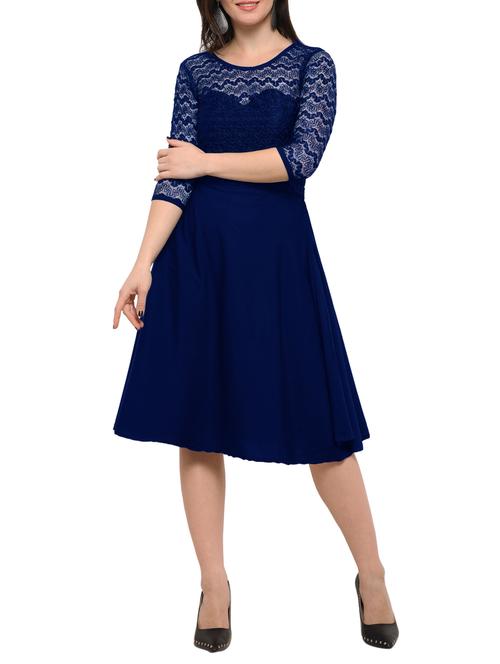 floral lace panel flare dress - 15208080 - Very Small Image - 1