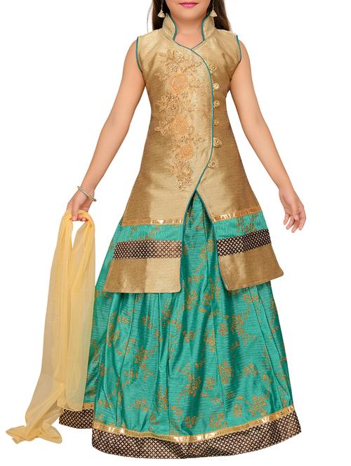 green silk blend lehenga choli - 15209797 - Very Small Image - 1