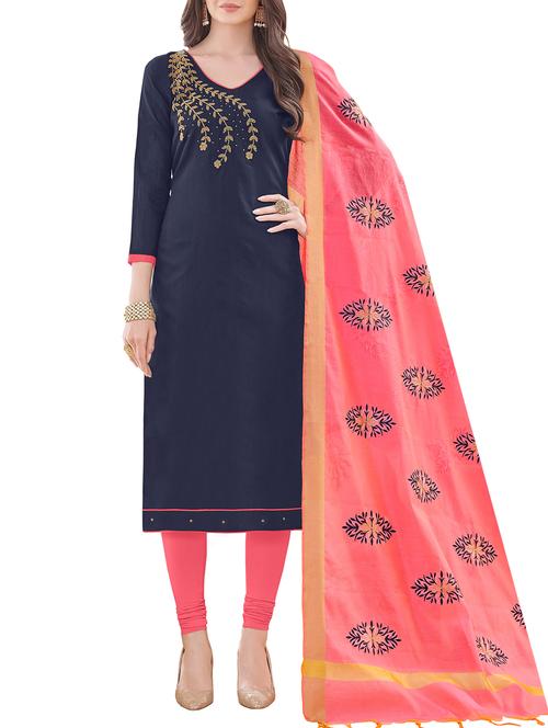 embellished unstitched churidaar suit - 15209875 - Very Small Image - 1