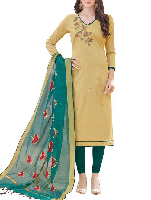 embroidered unstitched churidaar suit - 15209876 - Very Small Image - 1