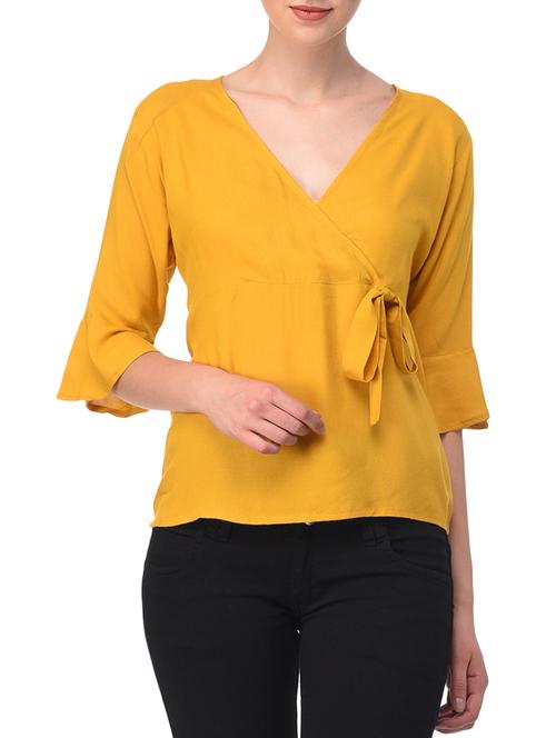 yellow solid wrap top - 15210767 - Very Small Image - 1
