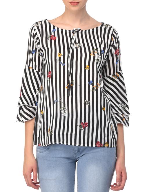black striped rayon top - 15210776 - Very Small Image - 1