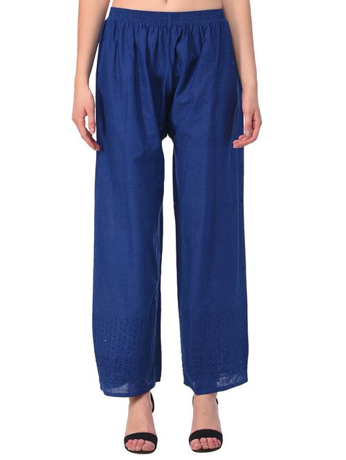 blue cotton palazzos - 15211153 - Very Small Image - 1