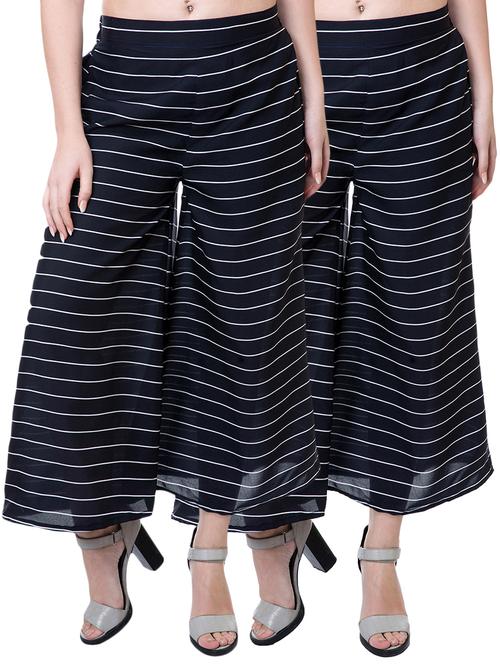 black striped crepe palazzo - 15211422 - Very Small Image - 1
