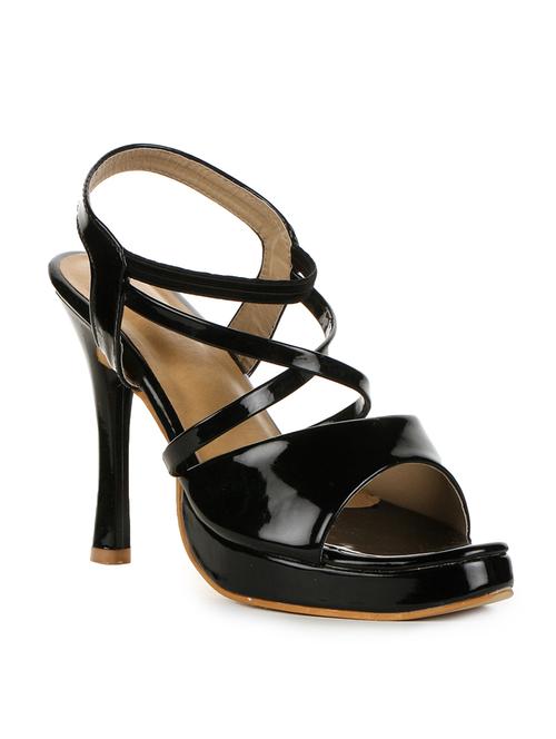 black faux leather back strap sandals - 15211661 - Very Small Image - 1