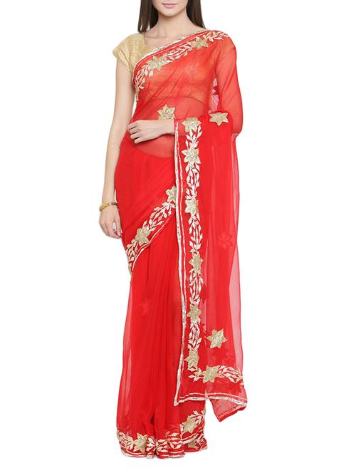 gota patti embellished saree with blouse - 15211732 - Very Small Image - 1
