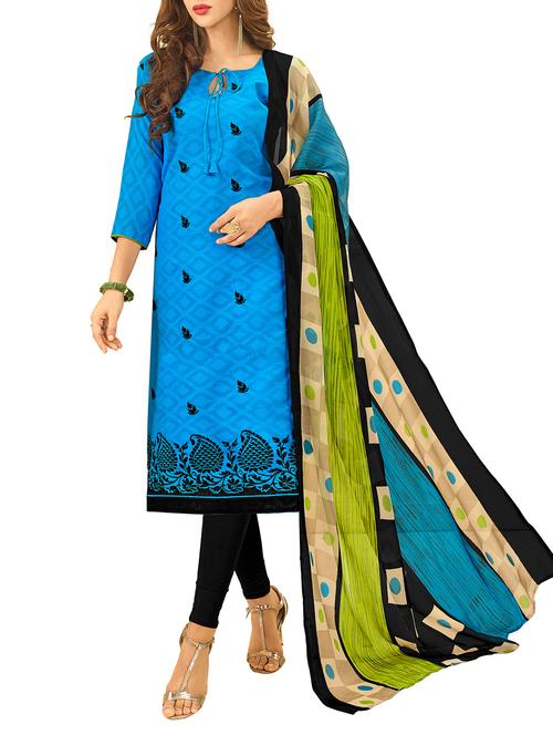 embroidered unstitched churidaar suit - 15212355 - Very Small Image - 1