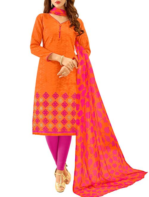 embroidered unstitched churidaar suit - 15212361 - Very Small Image - 1
