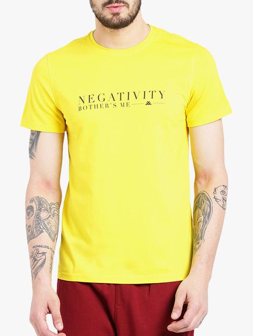 yellow cotton chest print t-shirt - 15213748 - Very Small Image - 1