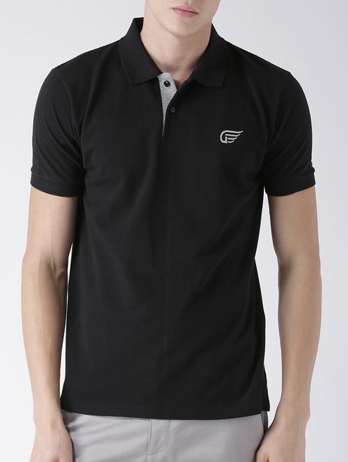 black cotton blend polo t-shirt - 15213913 - Very Small Image - 1