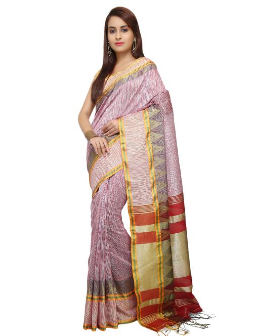 temple bordered handloom saree - 15214256 - Very Small Image - 1