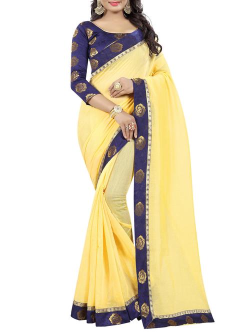 yellow chanderi saree - 15215304 - Very Small Image - 1