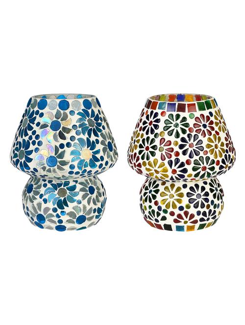 colorful hand decorative designer mosaic table lamp combo set (decorative with beads and chips) - 15215772 - Very Small Image - 1