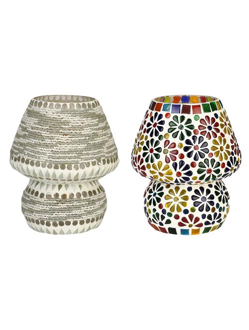 colorful hand decorative designer mosaic table lamp combo set (decorative with beads and chips) - 15215777 - Very Small Image - 1