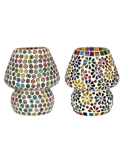 colorful hand decorative designer mosaic table lamp combo set (decorative with beads and chips) - 15215779 - Very Small Image - 1