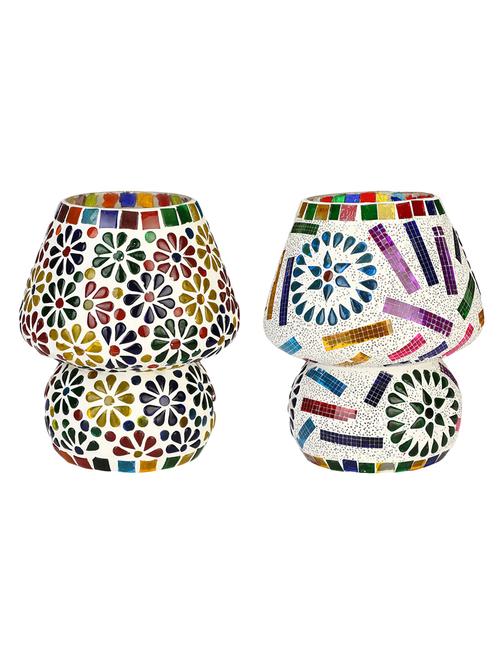 colorful hand decorative designer mosaic table lamp combo set (decorative with beads and chips) - 15215781 - Very Small Image - 1