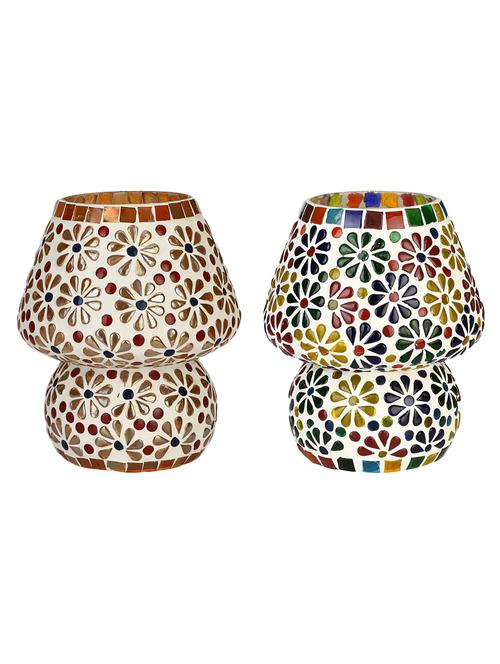 colorful hand decorative designer mosaic table lamp combo set (decorative with beads and chips) - 15215785 - Very Small Image - 1