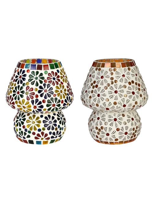 colorful hand decorative designer mosaic table lamp combo set (decorative with beads and chips) - 15215786 - Very Small Image - 1