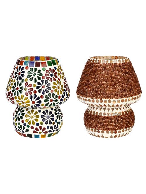 colorful hand decorative designer mosaic table lamp combo set (decorative with beads and chips) - 15215787 - Very Small Image - 1