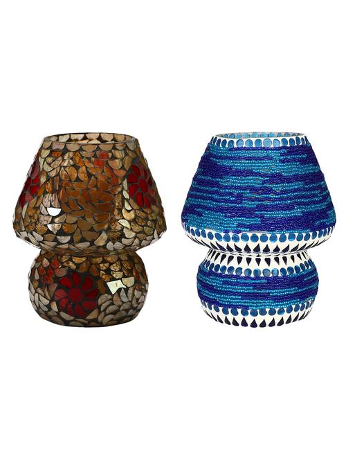 colorful hand decorative designer mosaic table lamp combo set (decorative with beads and chips) - 15215794 - Very Small Image - 1