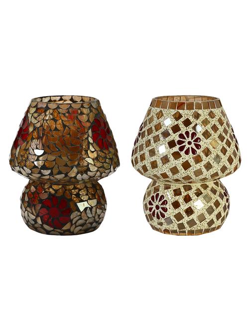 colorful hand decorative designer mosaic table lamp combo set (decorative with beads and chips) - 15215796 - Very Small Image - 1