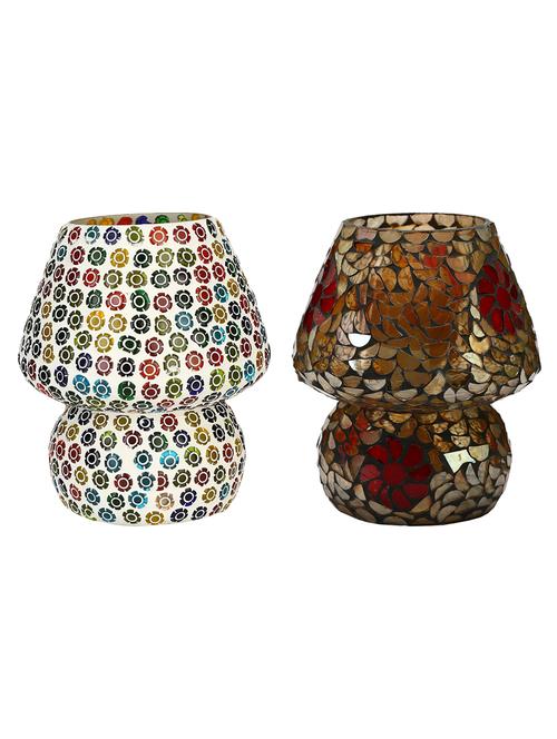 colorful hand decorative designer mosaic table lamp combo set (decorative with beads and chips) - 15215797 - Very Small Image - 1