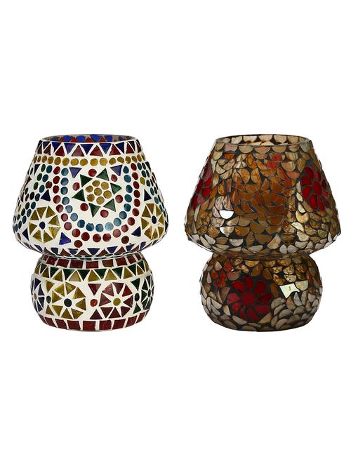 colorful hand decorative designer mosaic table lamp combo set (decorative with beads and chips) - 15215800 - Very Small Image - 1
