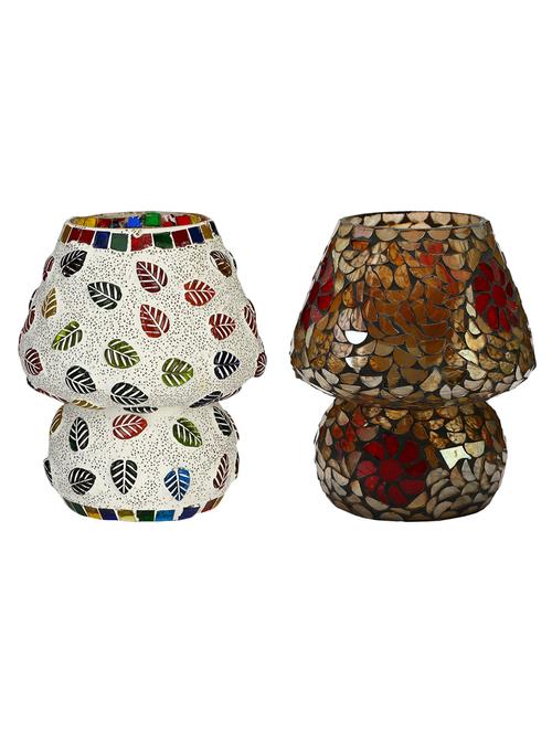 colorful hand decorative designer mosaic table lamp combo set (decorative with beads and chips) - 15215801 - Very Small Image - 1